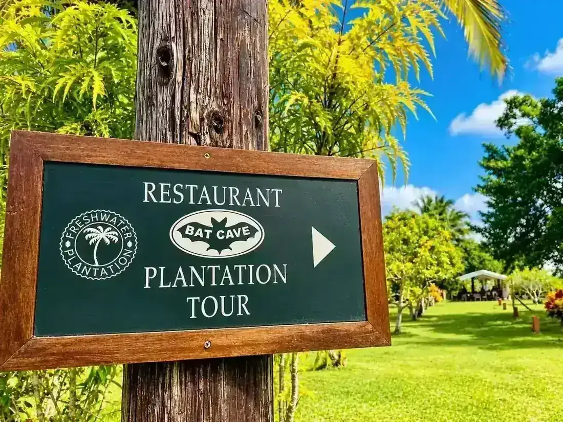 Tropical Plantation Tour Sign at Freshwater Plantation